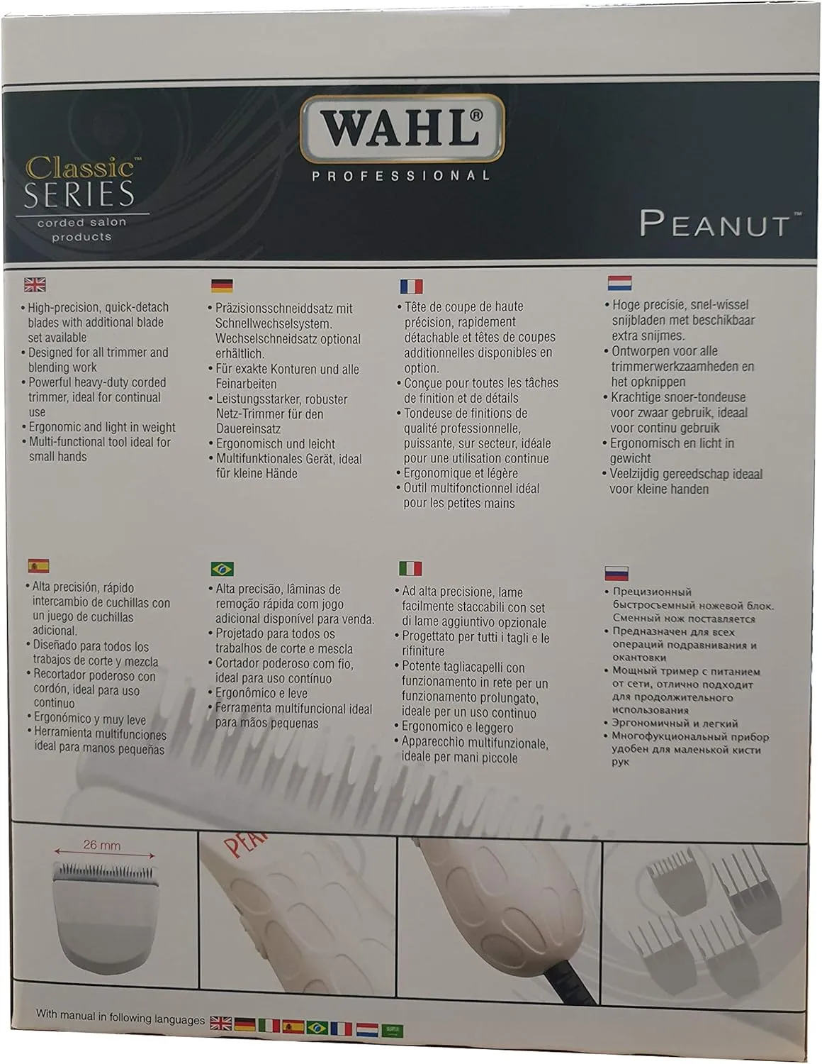 Wahl 8655-916 Classic Series Peanut Professional Corded Trimmer (White) 4