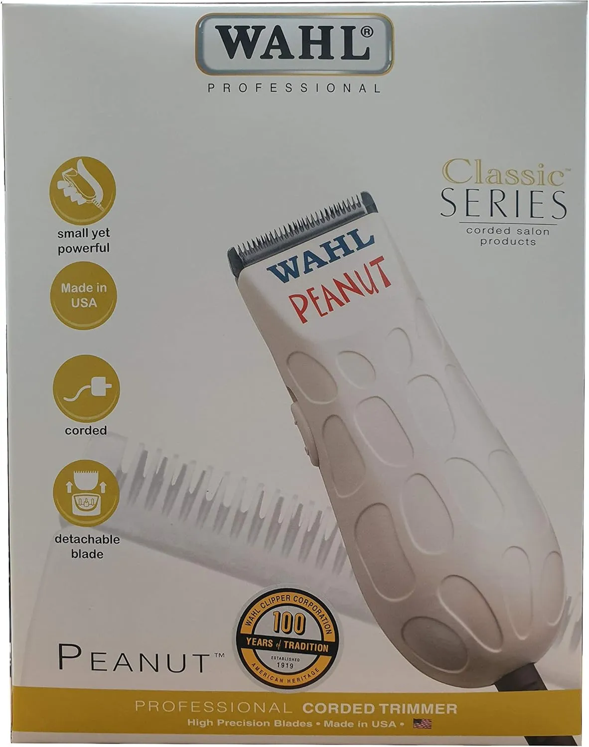 Wahl 8655-916 Classic Series Peanut Professional Corded Trimmer (White)