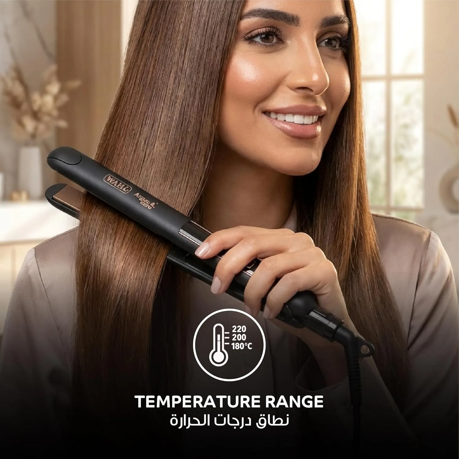 Wahl Pro Shine Argan Care Hair Straightener & Curler | Argan Oil Infused Ceramic Plates | Anti-Frizz Shine | LED Display | 180°C–230°C | Auto Shut-Off | 3m Professional Cord – 05316-027 4