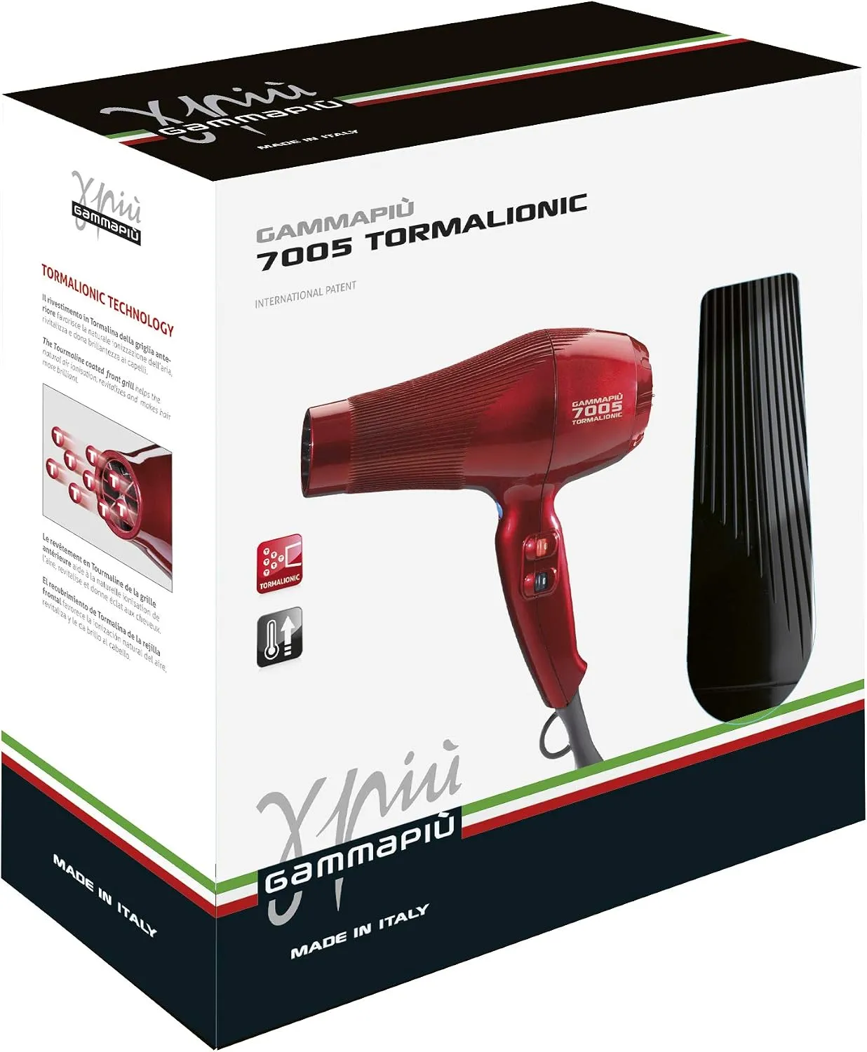 GAMMAPIU' Gamma 7005 Tormalionic Black Professional hair dryers 7005 Tourmaline and maximum range 2100-2500W HD-NA4425