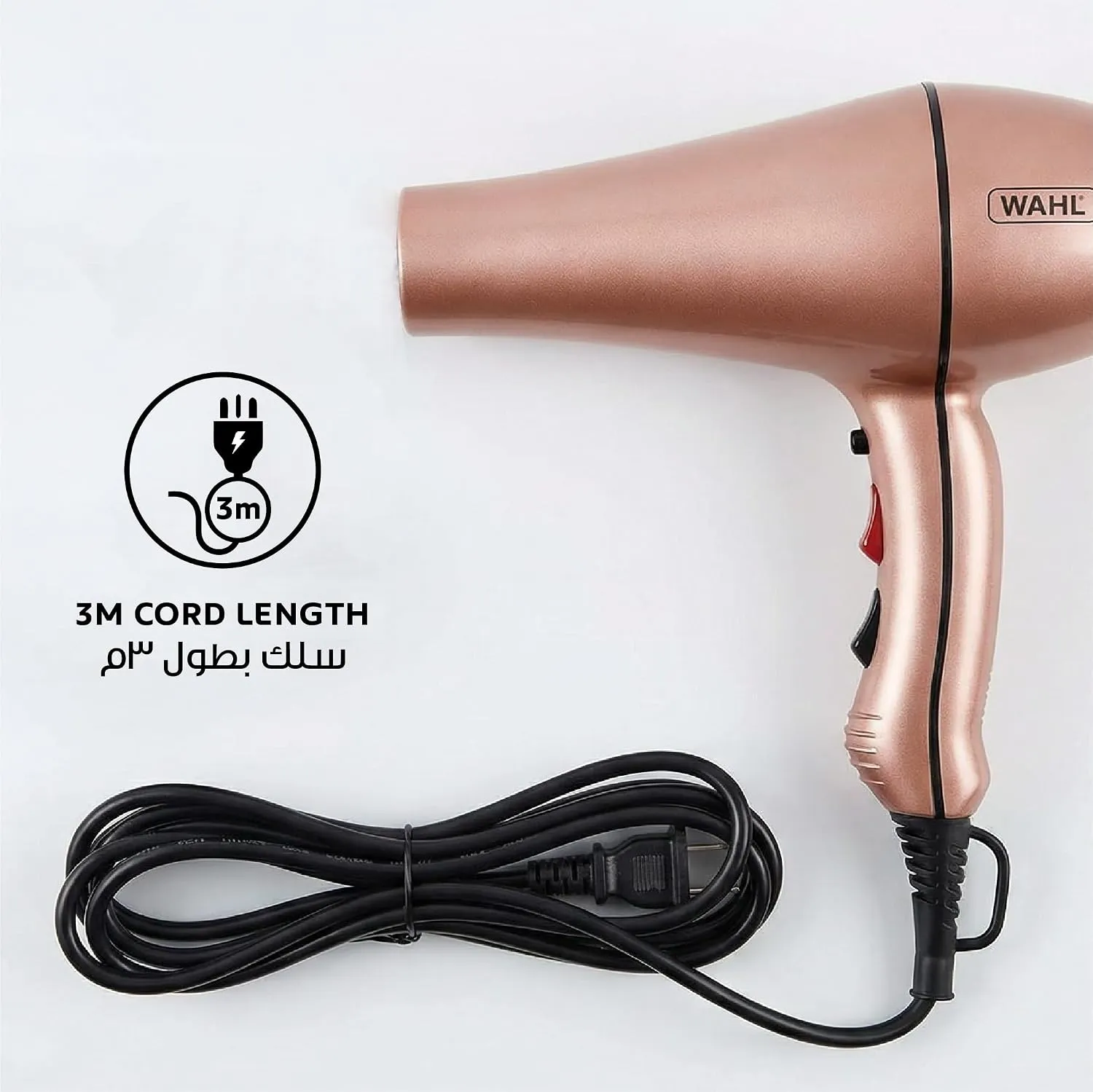 WAHL Pro Speed 2000W Hair Dryer for Women & Men – Ionic & Tourmaline Blow Dryer with 2 Nozzle Attachments, 3 Heat & 2 Speed Settings, Cool Shot, Ergonomic Lightweight Design, 3m Cord – 05454-027