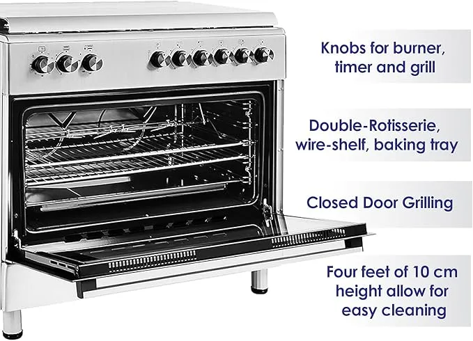 Super General 90×60 Freestanding 5 Burner Gas Cooker – SGC9603FSHG Stainless Steel with Gas Oven, Rotisserie, Auto Ignition & Thermostat 3