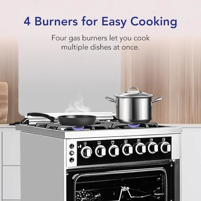 Super General 60×60 Freestanding 4 Burner Gas Cooker – SGC616FSBGOF Stainless Steel & Black Glass with Gas Oven, Grill, Turbo Fan, Auto Ignition and Double Glass Door 3