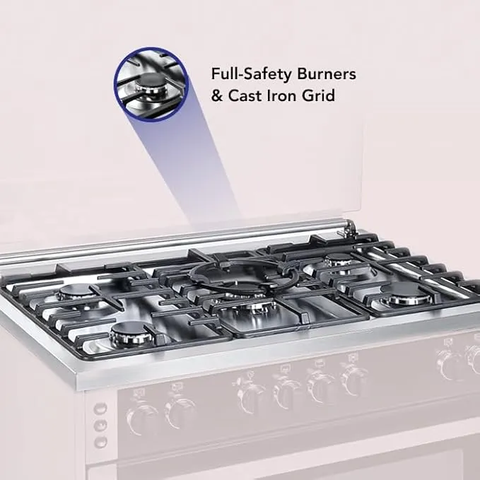 Super General 90×60 5 Burner Freestanding Gas Cooker – SGC916FSBGOF Stainless Steel with Gas Oven, Gas Grill, Turbo Fan, Rotisserie, Auto Ignition & Double Glass Door 3