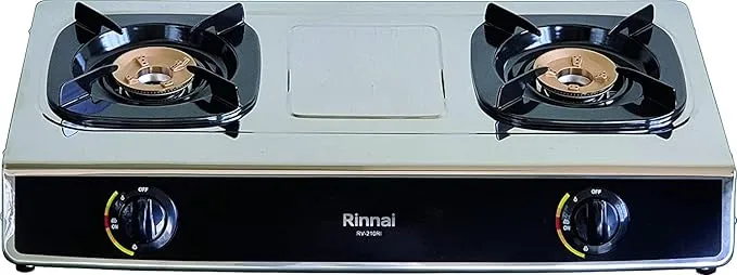 Rinnai 2 Burner Brass Top Tabletop Gas Stove – Stainless Steel – RV210RI