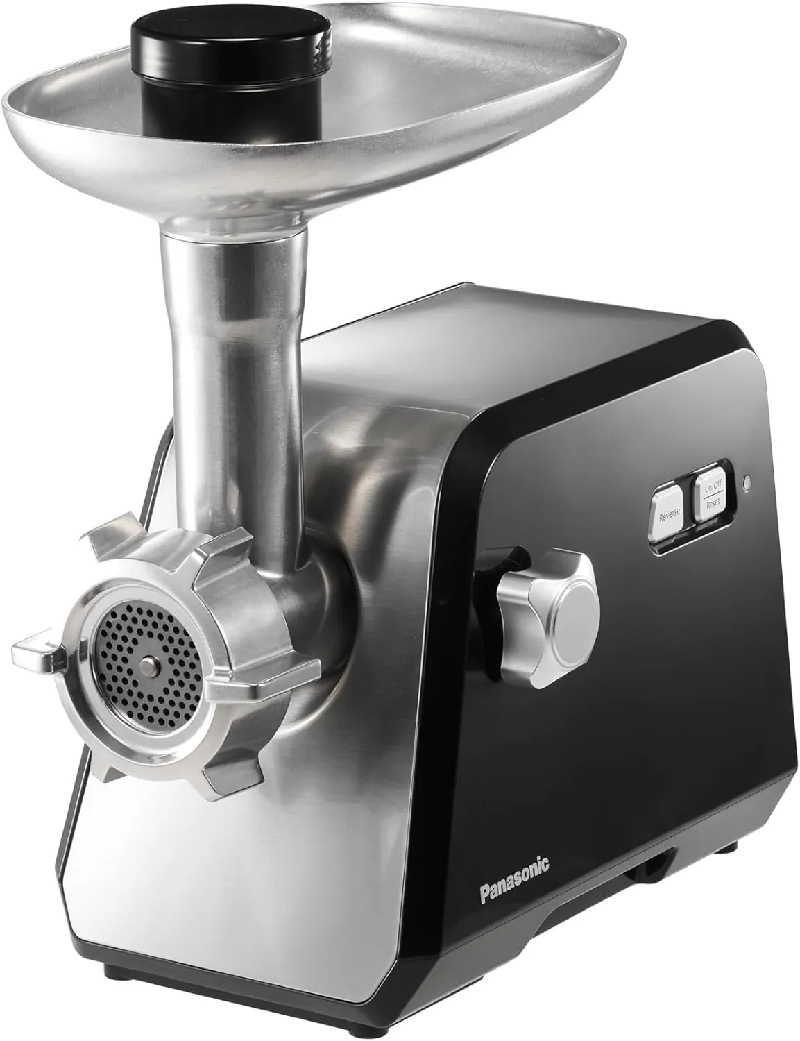 Panasonic 2000W Powerful Meat Grinder, 3.4Kg mincing/min, Durable Die-Cast Aluminium Hopper Plate, 3 Cutting Plates, Sausage & Kubbe Attachment,Cleaning Brush, Made in Japan Blade - MK-GX2010KTZ