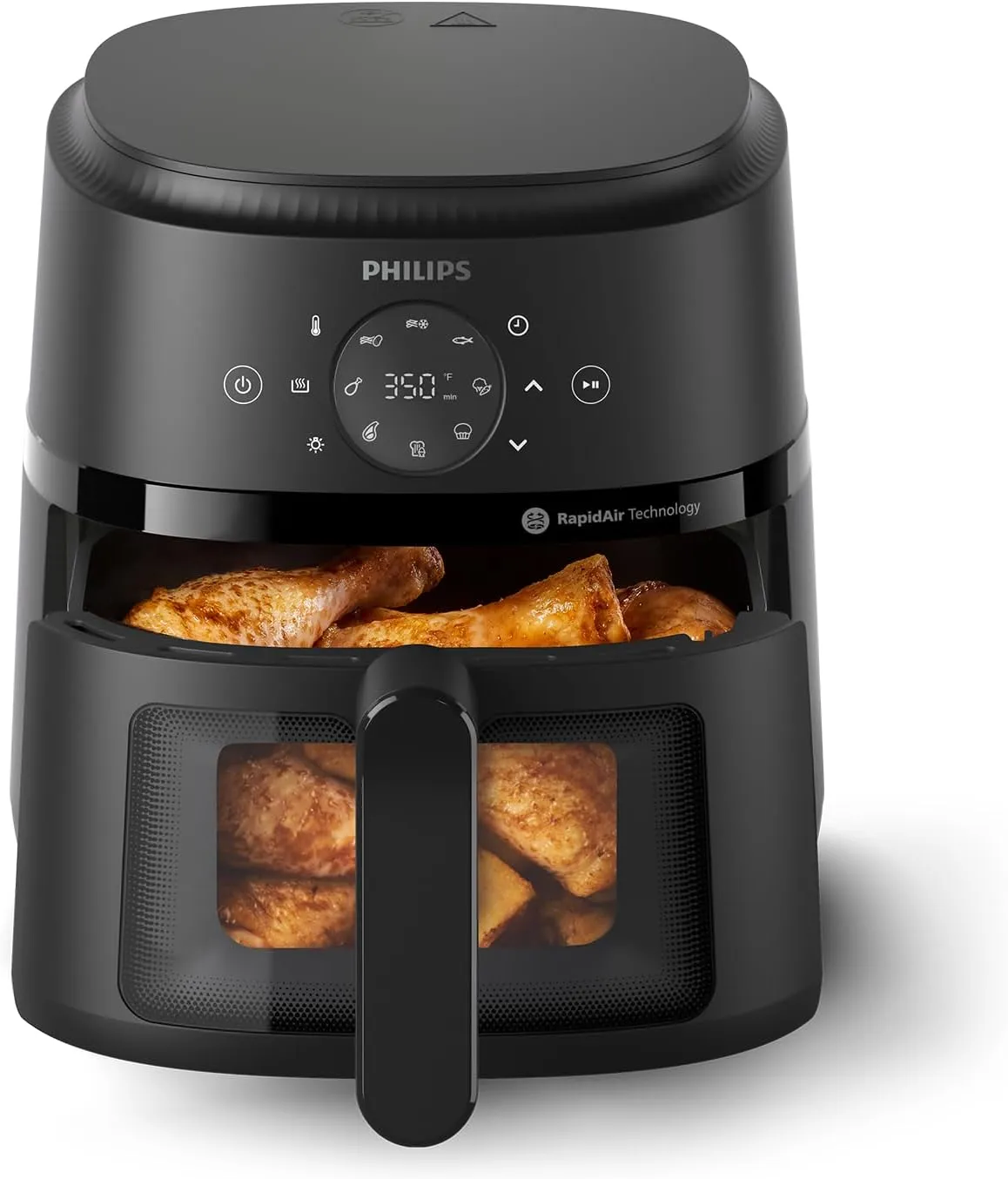 Philips Airfryer 2000 Series - 4.2L, 1500W, Rapid Air Technology, Touchscreen, Cooking Window, Black - NA220/09 2