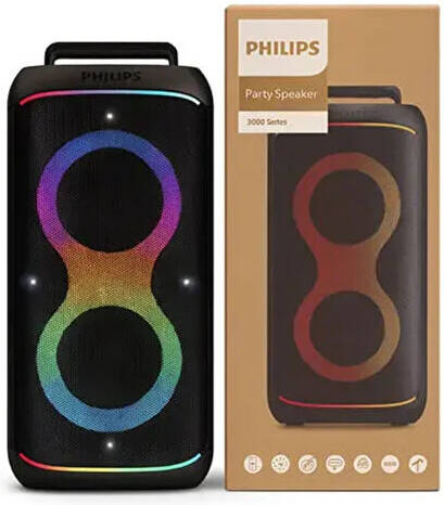 Philips TAX3079 Bluetooth Karaoke Party Speaker, Portable Speaker with Flashlight, Subwoofer Bass, Wireless Microphones & LED Lights | TAX3079