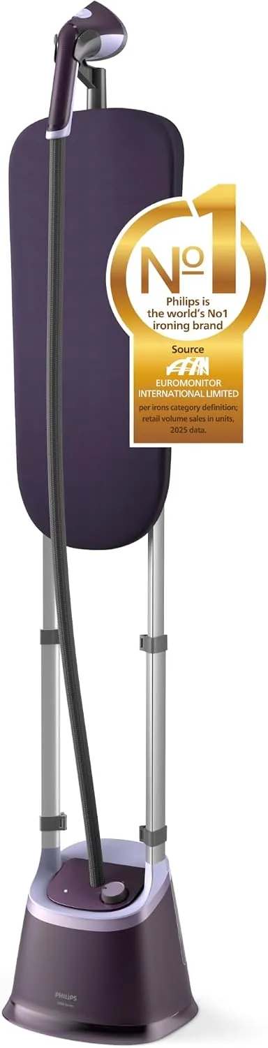 Philips Stand Steamer with XL StyleBoard 3000 Series - 2000W, MyEssence Fragrance Infuser, 40g/min Continuous Steam, 2L Water Tank, Pointed Plate Tip, 5 Settings, Purple - STE3180/30