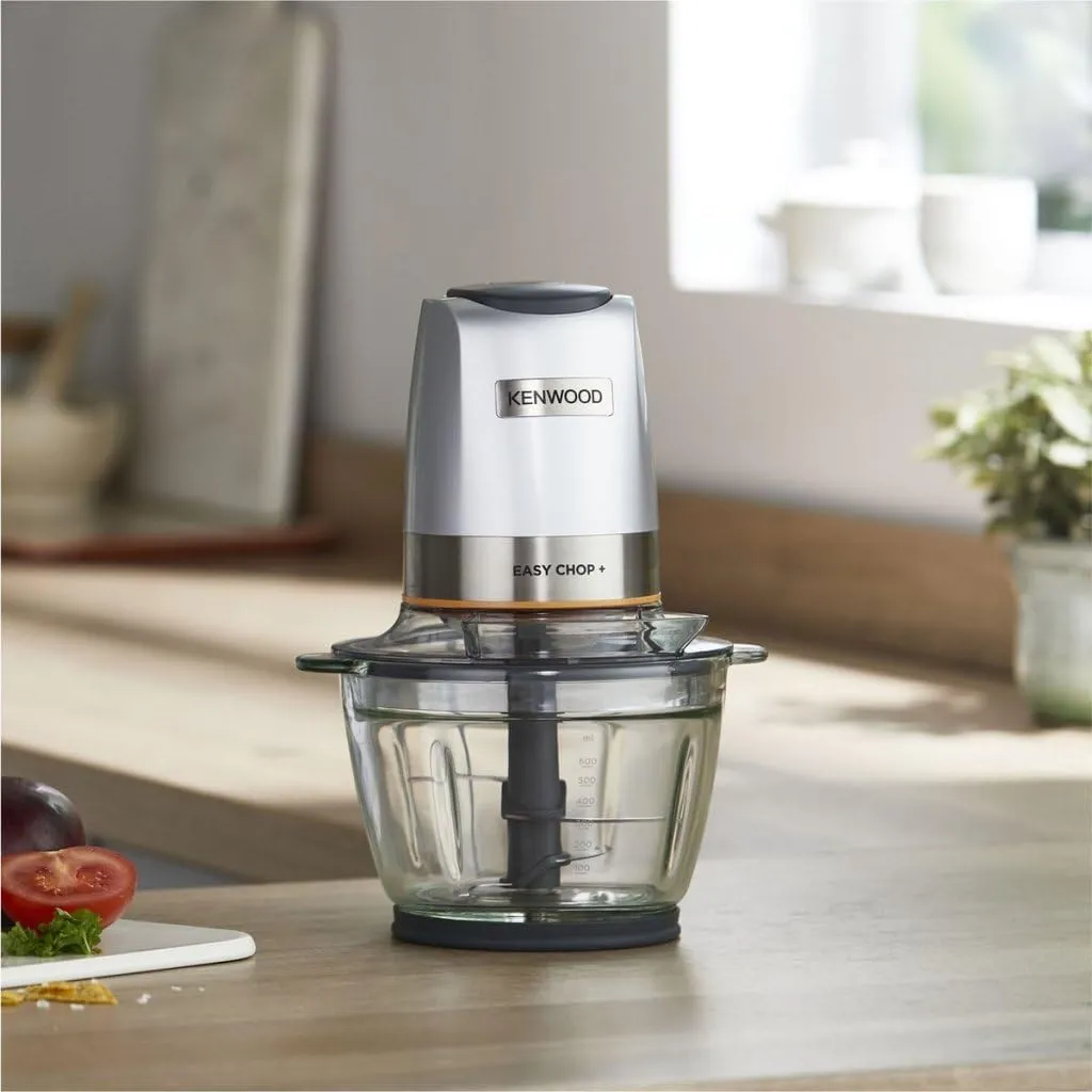 KENWOOD Glass Chopper 500W Electric Food Chopper with 1.2L Glass Bowl (600ml working capacity), Dripper Pro, Quad Blade, Storage Lid, Dual Speed, Spatula, Ice Crush Function CHP62.400SI Silver 4