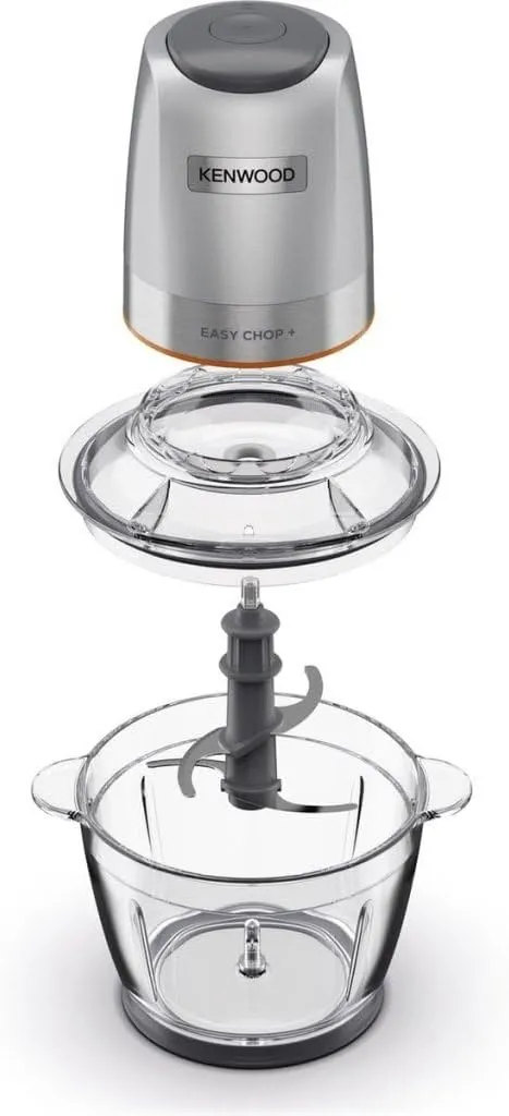 KENWOOD Glass Chopper 500W Electric Food Chopper with 1.2L Glass Bowl (600ml working capacity), Dripper Pro, Quad Blade, Storage Lid, Dual Speed, Spatula, Ice Crush Function CHP62.400SI Silver