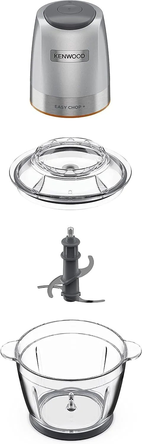 KENWOOD Stainless Steel Chopper 500W Electric Food Chopper with 1.2L SS Bowl (600ml working capacity), Dripper Pro, Quad Blade, Storage Lid, Dual Speed, Spatula, Ice Crush Function CHP62.700SI Silver 3