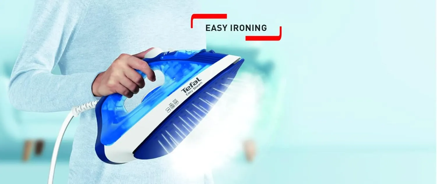 TEFAL Steam Iron | Easy Steam | Iron Steamer | 1200 W | 220 ml | Anti-scale | Non-stick | Blue | FV1941M0 4