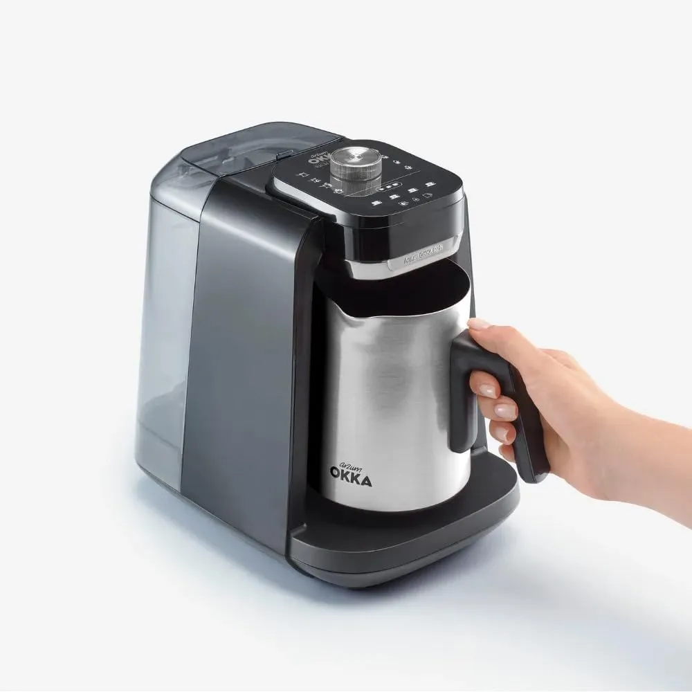 Arzum OKKA Rich Pro Plus, automatic Turkish Coffee maker, Milk Drinks & Different hot beverages maker,Stainless still Pot (With Water Tank)-OK0038-0554 - Chrome,Capuccino,1 year Manufacturing Warranty