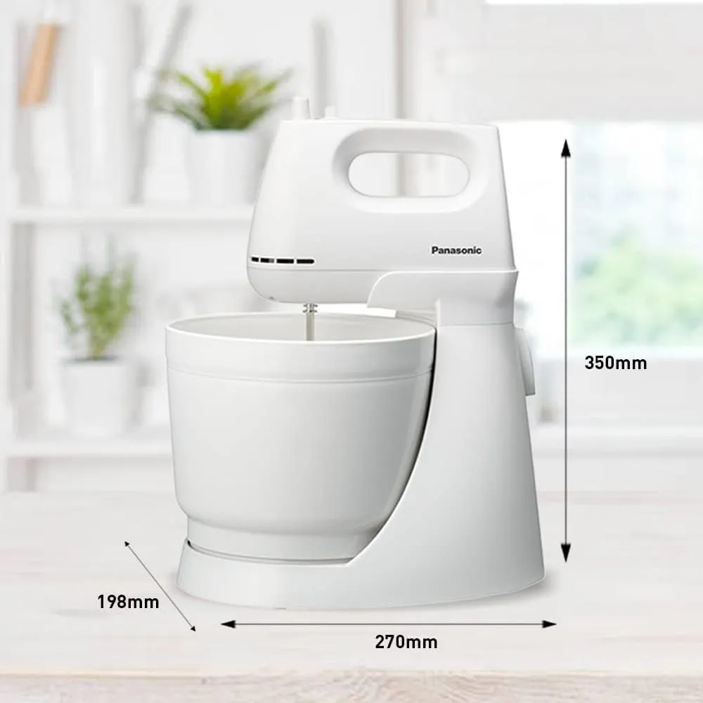Panasonic 175W, Stand Mixer 5 Speed Selection, With Egg Beater And Dough Hook Model Mkgb3, White 5