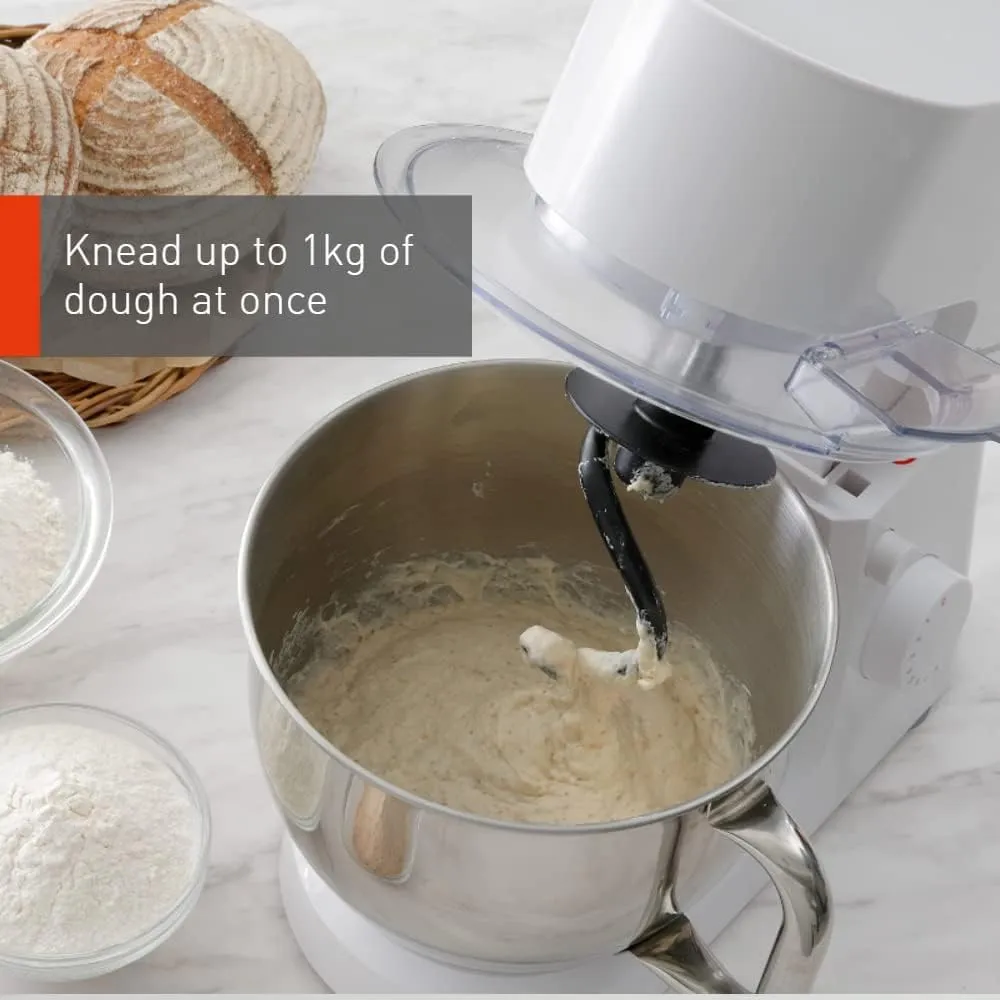 Panasonic Kitchen Machine Stand Mixer, MK CM300, Kneads 1Kg of Dough, 4.3L Narrow Stainless Steel Bowl with Handle, White