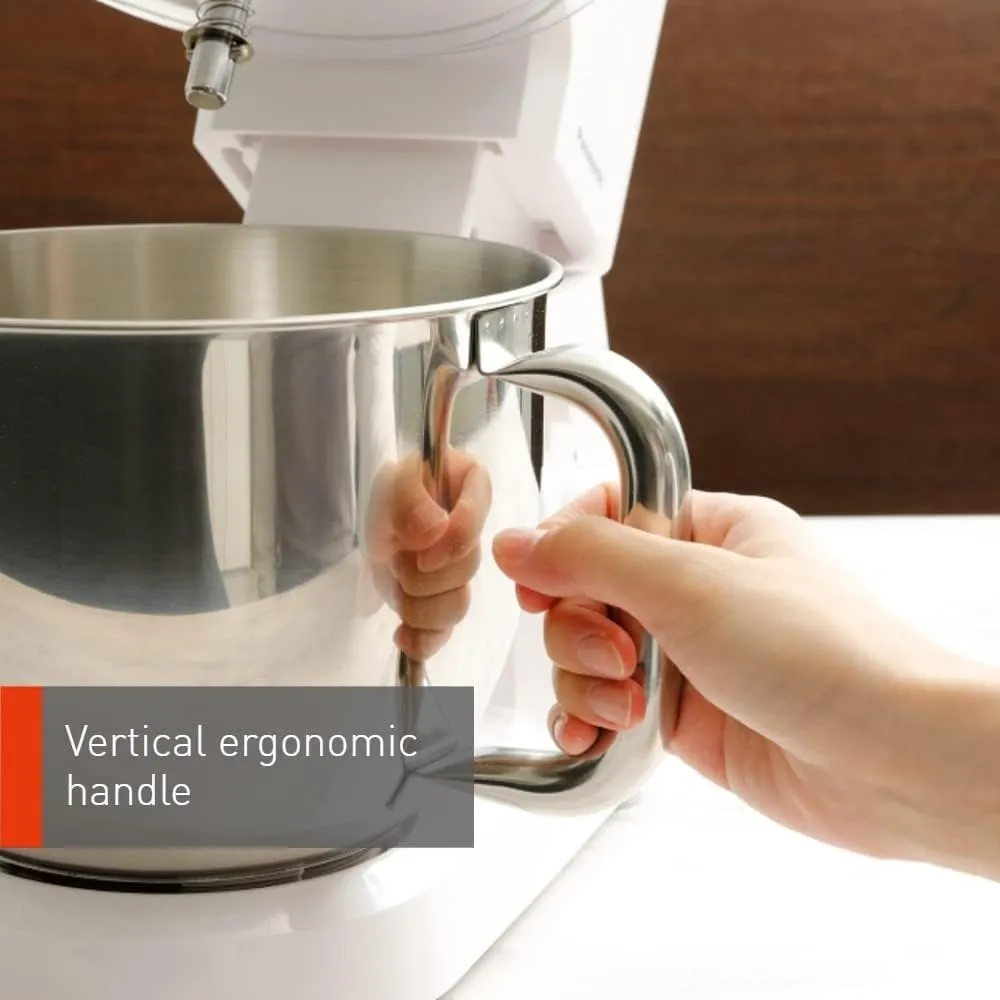 Panasonic Kitchen Machine Stand Mixer, MK CM300, Kneads 1Kg of Dough, 4.3L Narrow Stainless Steel Bowl with Handle, White 4