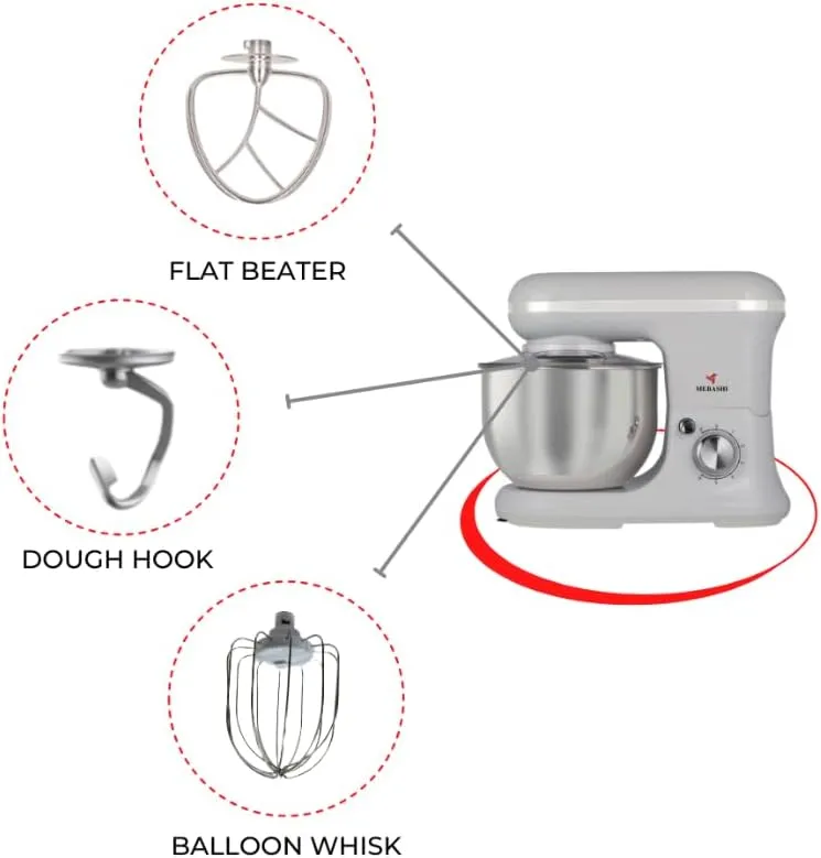 MEBASHI Stand Bowl Mixer, 5L Capacity, Stainless Steel Bowl,(1200W) 6 Speed Settings, (ME-SBM1112) 4