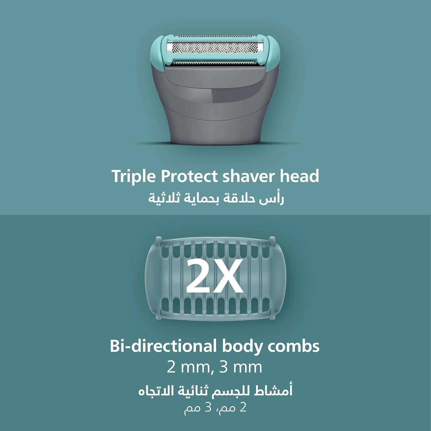 Philips Body Groomer BG3480/15 | Trim & shave body hair & balls | 100% showerproof | Skin-friendly | 2 & 3 mm combs | 80 min cordless | Battery indicator | USB charging 4