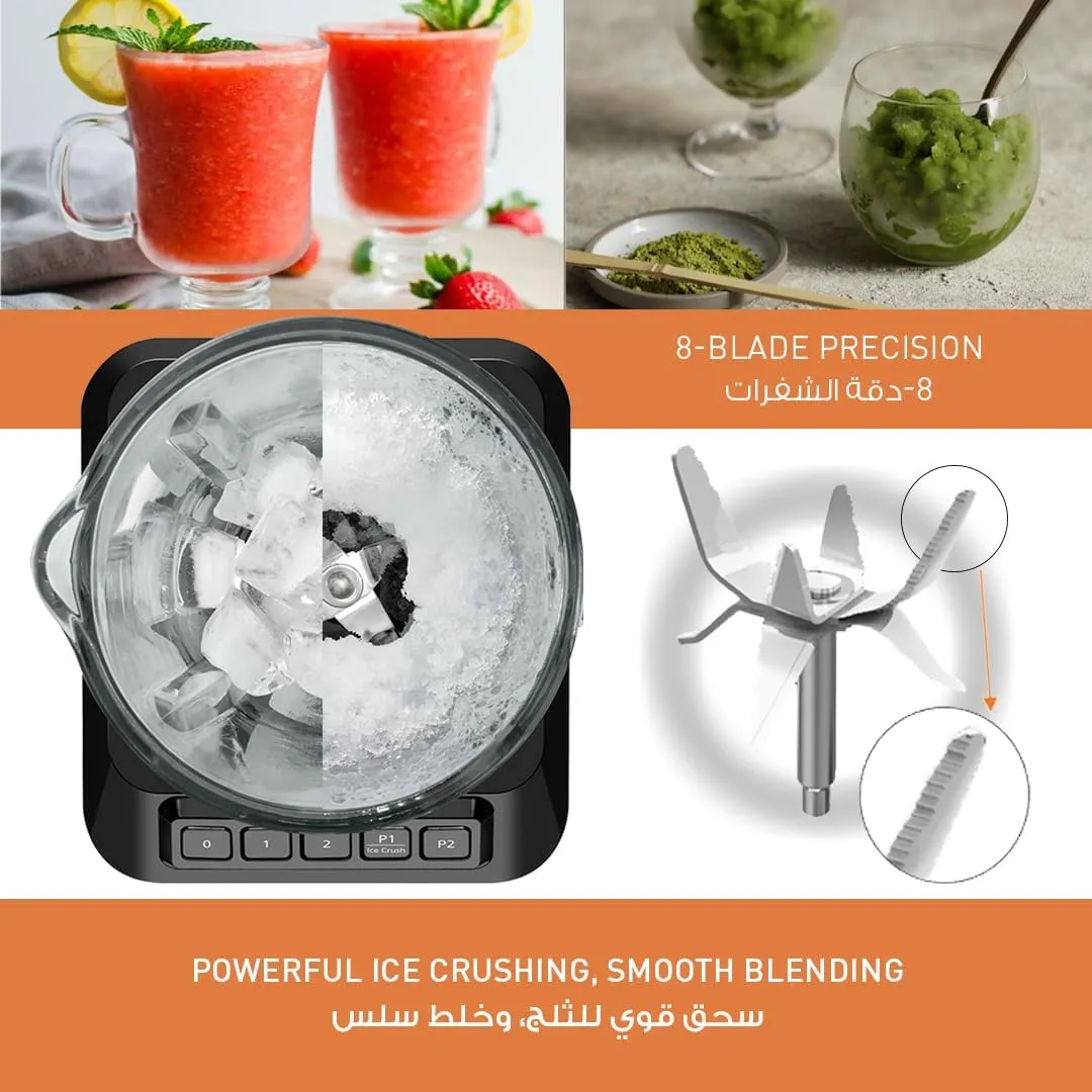 Panasonic 800W,8 Blades Glass Jug Blender for Speedy and Smooth Blending with 1 Chopper, 1 Dry Mill - MX-MG54C1KTZ