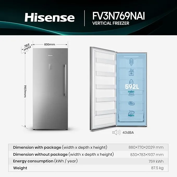 Hisense UPRIGHT FREEZER FV3N769NAI