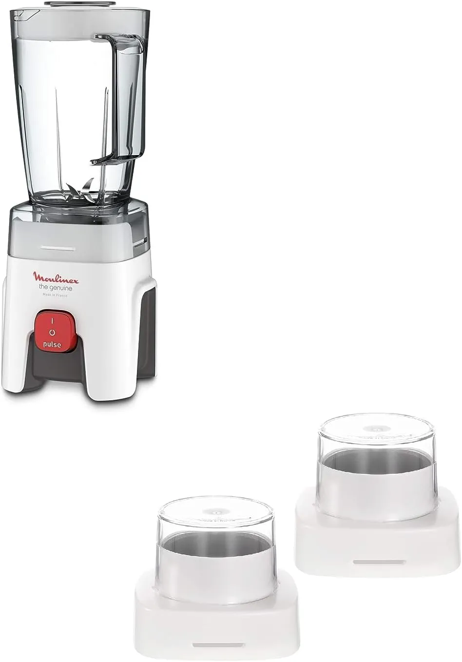 MOULINEX Blender | Genuine 1.75 L Blender Smoothie Maker | Mixer | 500 W |2 Attachments | One Speed and Pulse Function |White | LM242B28