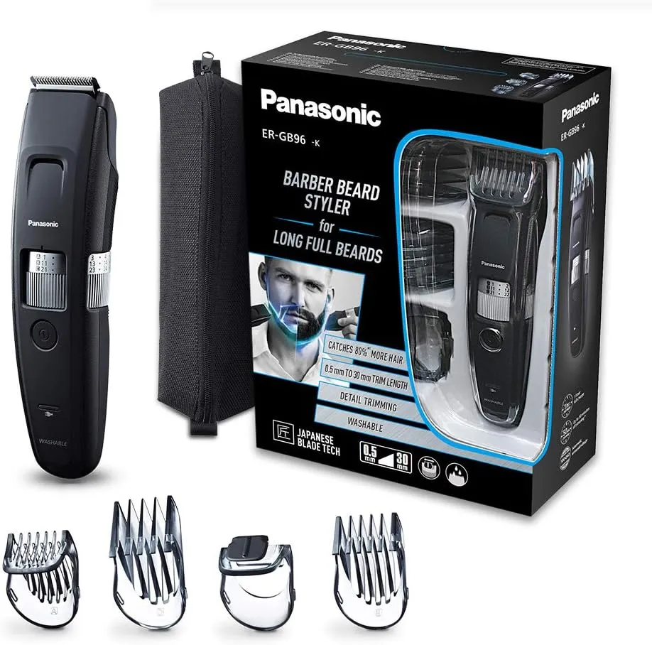 Panasonic Beard/Hair Trimmer with Comb-Shaped Blade Design - with 58 Cutting Lengths - Precise Beard Care and Haircuts - Black - ER-GB96-K503 2