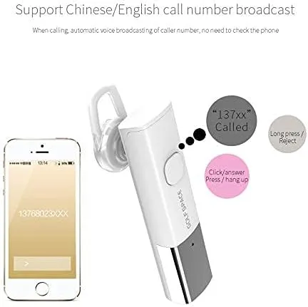 ST-02 Bluetooth Headset V4.1, Long Battery Time Noise Cancelling Handsfree in Ear Earbuds for Business, Supports Android, iPhone 5