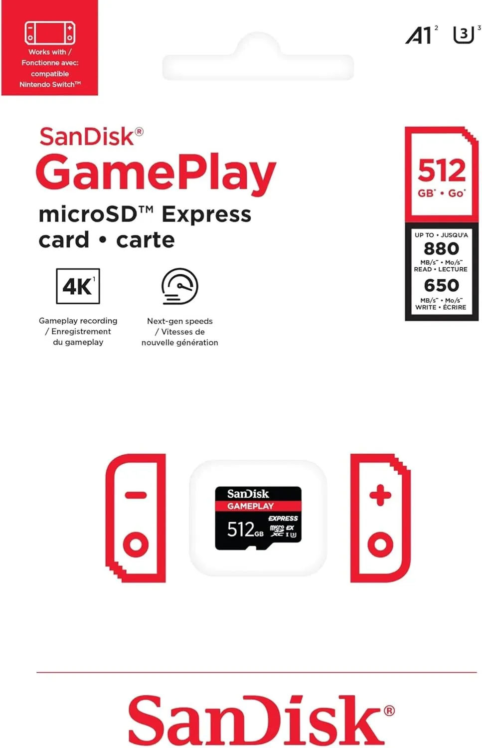 SANDISK MEMORY CARD GAMEPLAY MICRO SD EXPRESS 880MB/S (SDSQXFN-512G-AW6GN) 512GB