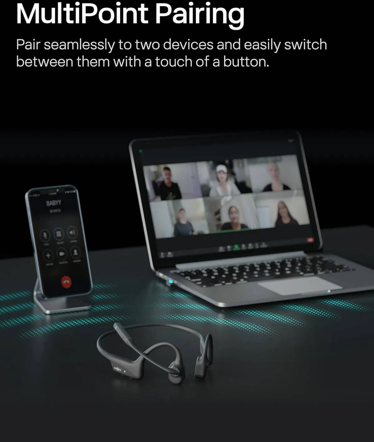 SHOKZ HEADSET OPENCOMM 2 (2025) BONE CONDUCTION BLUETOOTH BLACK 4