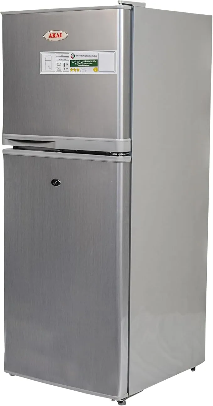Akai 175L Double Door Top Mount Refrigerator with Freezer Compartment, Toughened Glass Shelves, Multi Air Flow Cooling, Retractable Shelves, Silver – RFMA178HS6 3