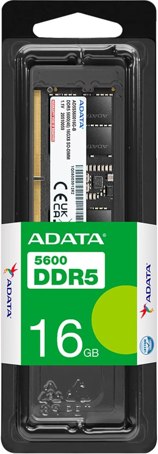 ADATA 16GB DDR5 5600MHz, SODIMM Laptop RAM Memory Module, AD5S560016G-S