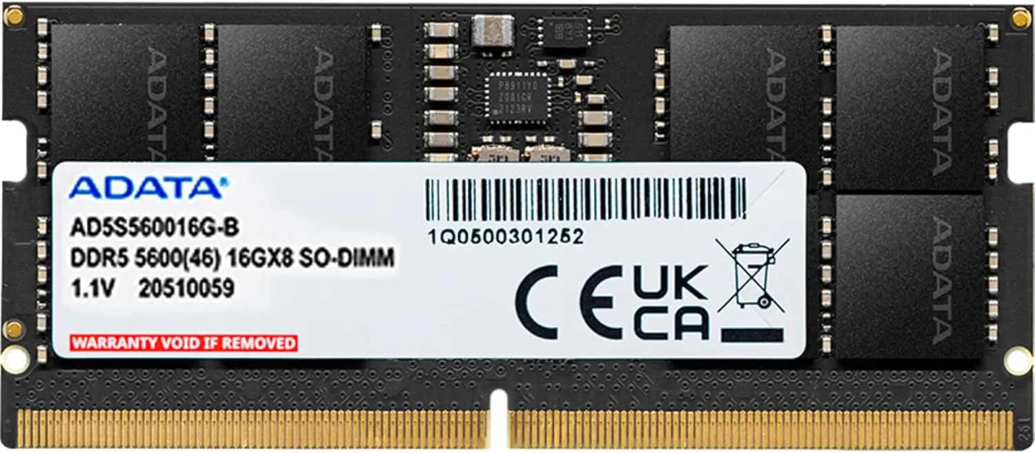 ADATA 16GB DDR5 5600MHz, SODIMM Laptop RAM Memory Module, AD5S560016G-S
