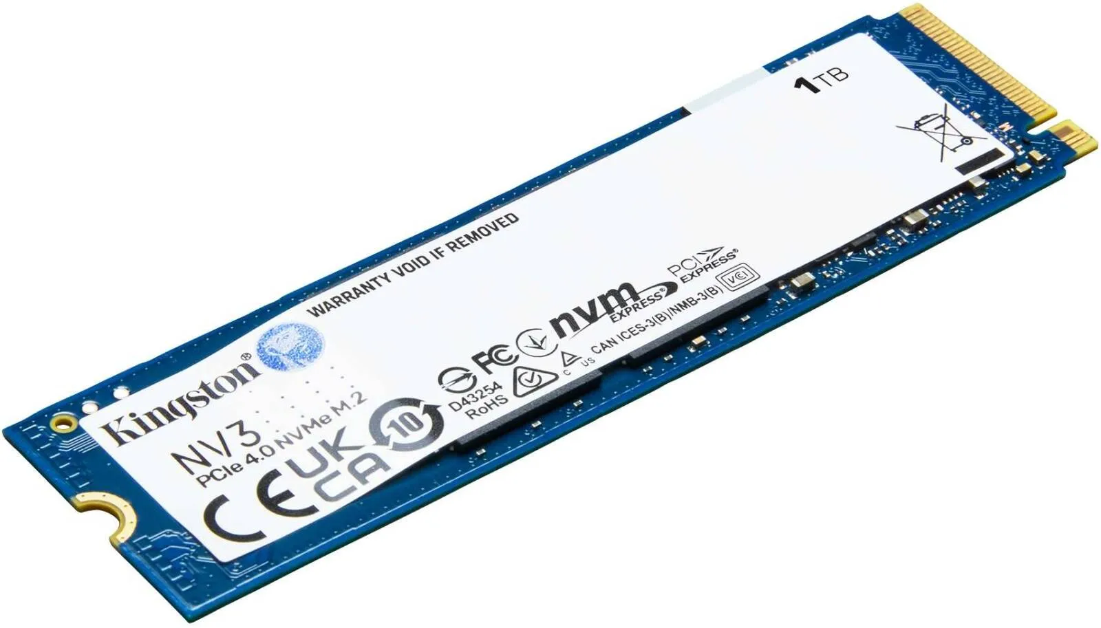 Kingston 1TB NV3 SSD M.2 2280 PCIe 4.0 NVMe, Read: 6,000/ Write: 4,000MB/s SNV3S/1000G