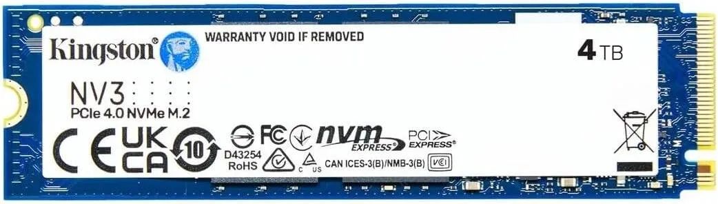 Kingston 4TB NV3 SSD M.2 2280 PCIe 4.0 NVMe, Read: 6,000/ Write: 4,000MB/s-SNV3S/4000G