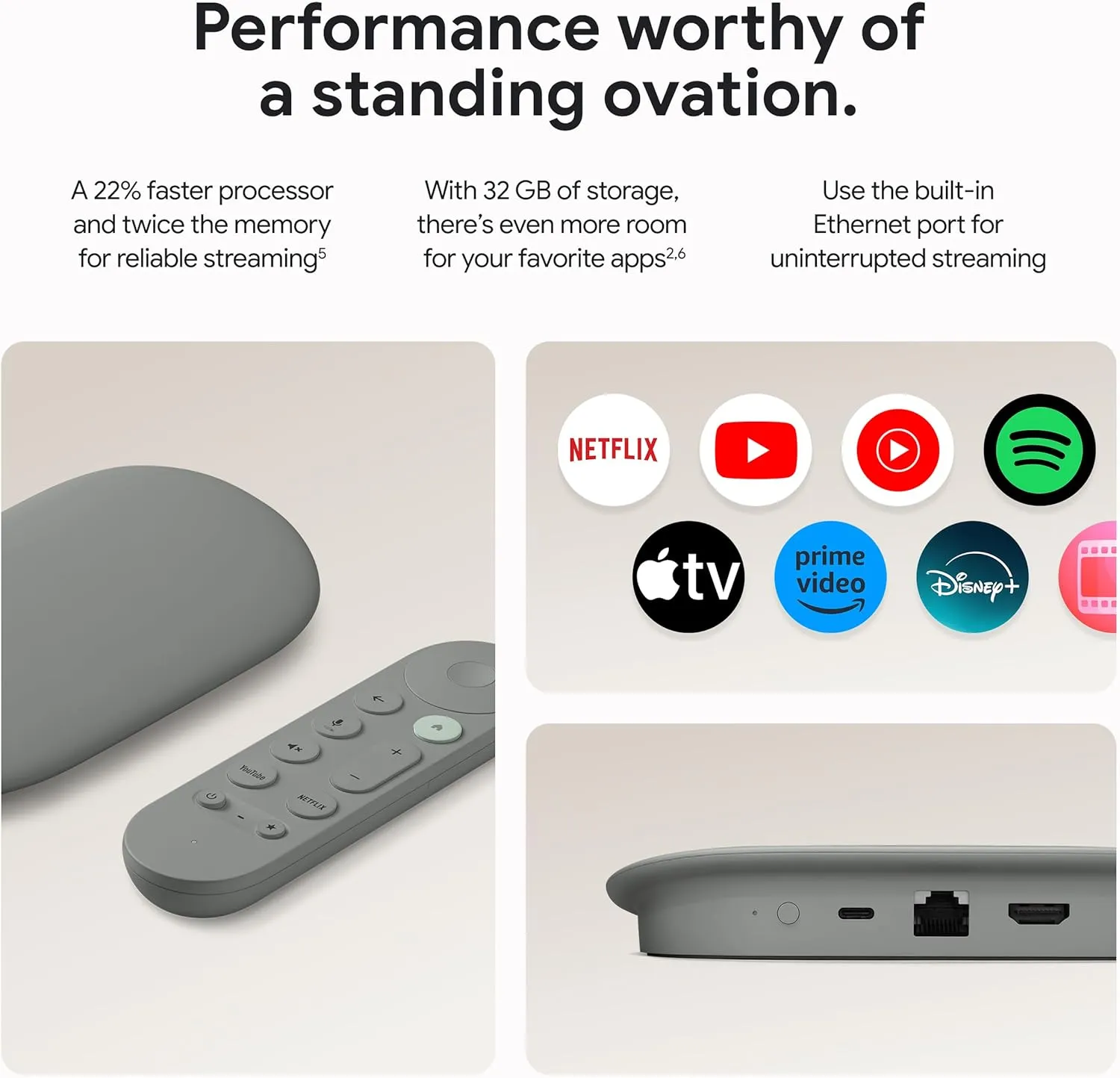 GOOGLE STREAMING MEDIA PLAYER TV STREAMER (4K) (GA05802-US) HAZEL 2