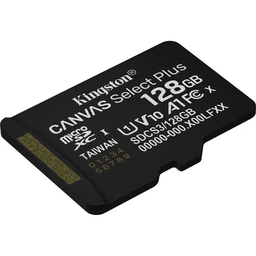 KINGSTON MEMORY CARD MICRO SD CANVAS SELECT PLUS WITH ADAPTER 150MB/S (SDCS3/128GB) 128GB 3