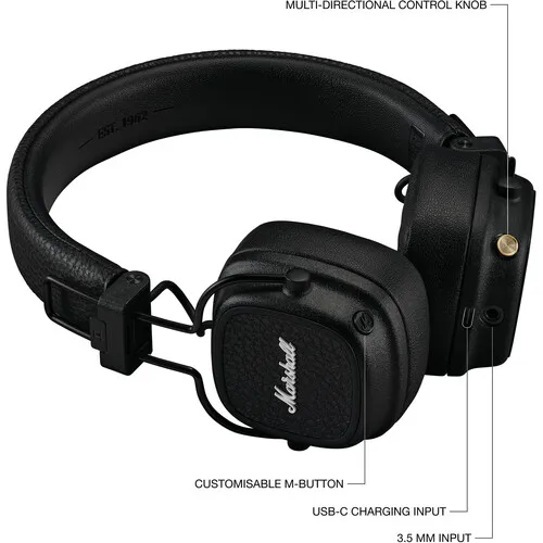 MARSHALL HEADPHONE MAJOR V WIRELESS (1006832) BLACK