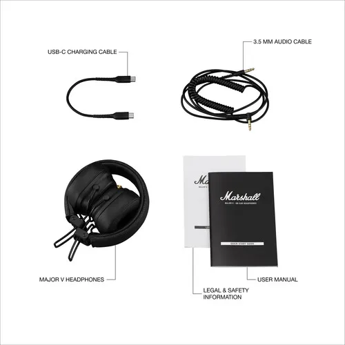MARSHALL HEADPHONE MAJOR V WIRELESS (1006832) BLACK 5