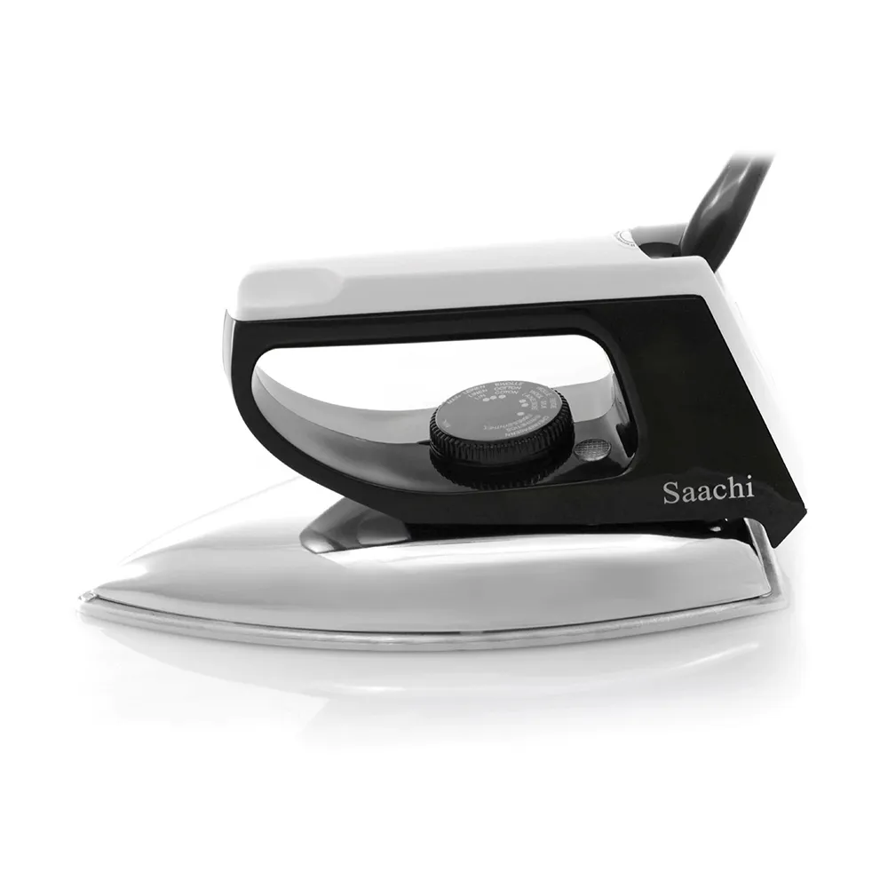 Saachi Dry Iron NL-IR-145-BK, 1000–1200W, Aluminium Soleplate, Variable Temperature Control, Overheat Protection, Power Indicator, Ergonomic Handle