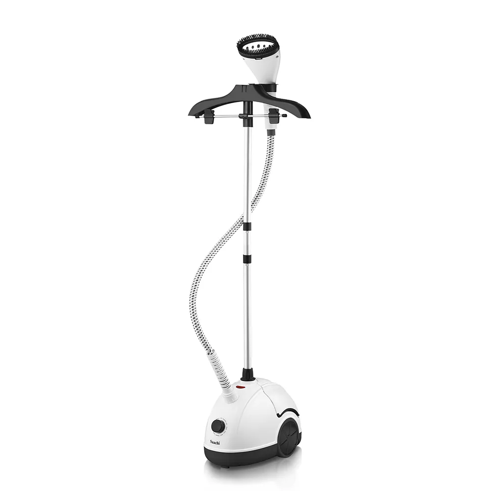 Saachi NL-VGS-1111-WH Upright Garment Steamer, 2000W, 1.8L Water Tank, 11 Steam Levels, 33g/min Steam Output, Up to 60-Minute Continuous Steam, 360° Rotating Hanger, Adjustable Aluminium Pole, 1.3m Hose and Anti-Scale Boiler – White