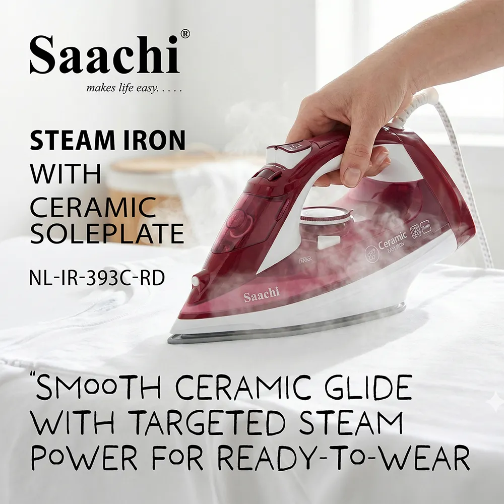 Saachi Steam Iron With Ceramic Soleplate NL-IR-393C-RD 4