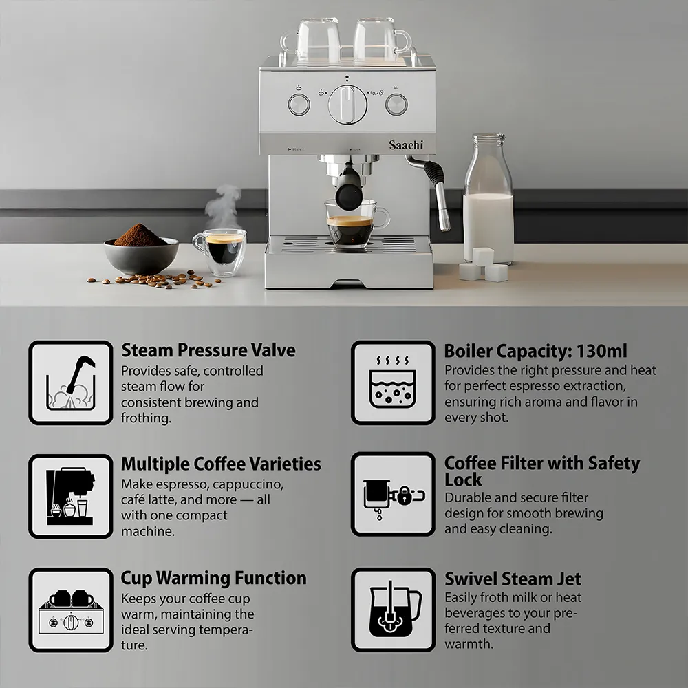 Saachi 15-Bar Coffee Maker NL-COF-7060S-ST 3
