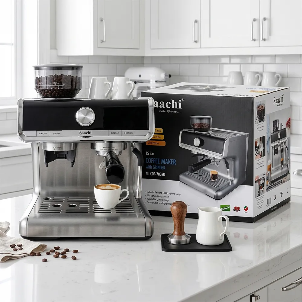 Saachi 15-Bar Coffee Maker with Grinder NL-COF-7063G-ST 2