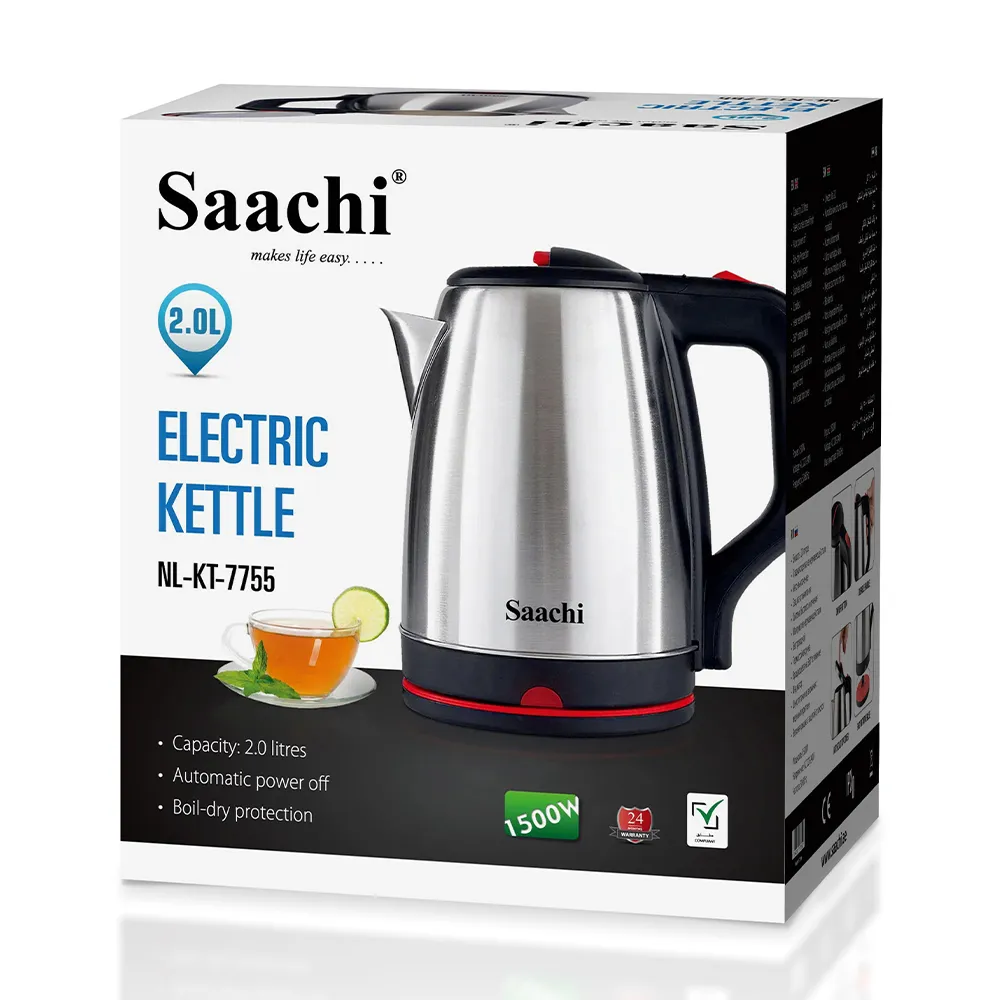 Saachi 2.0L Electric Kettle with Automatic Shut-Off NL-KT-7755-BK
