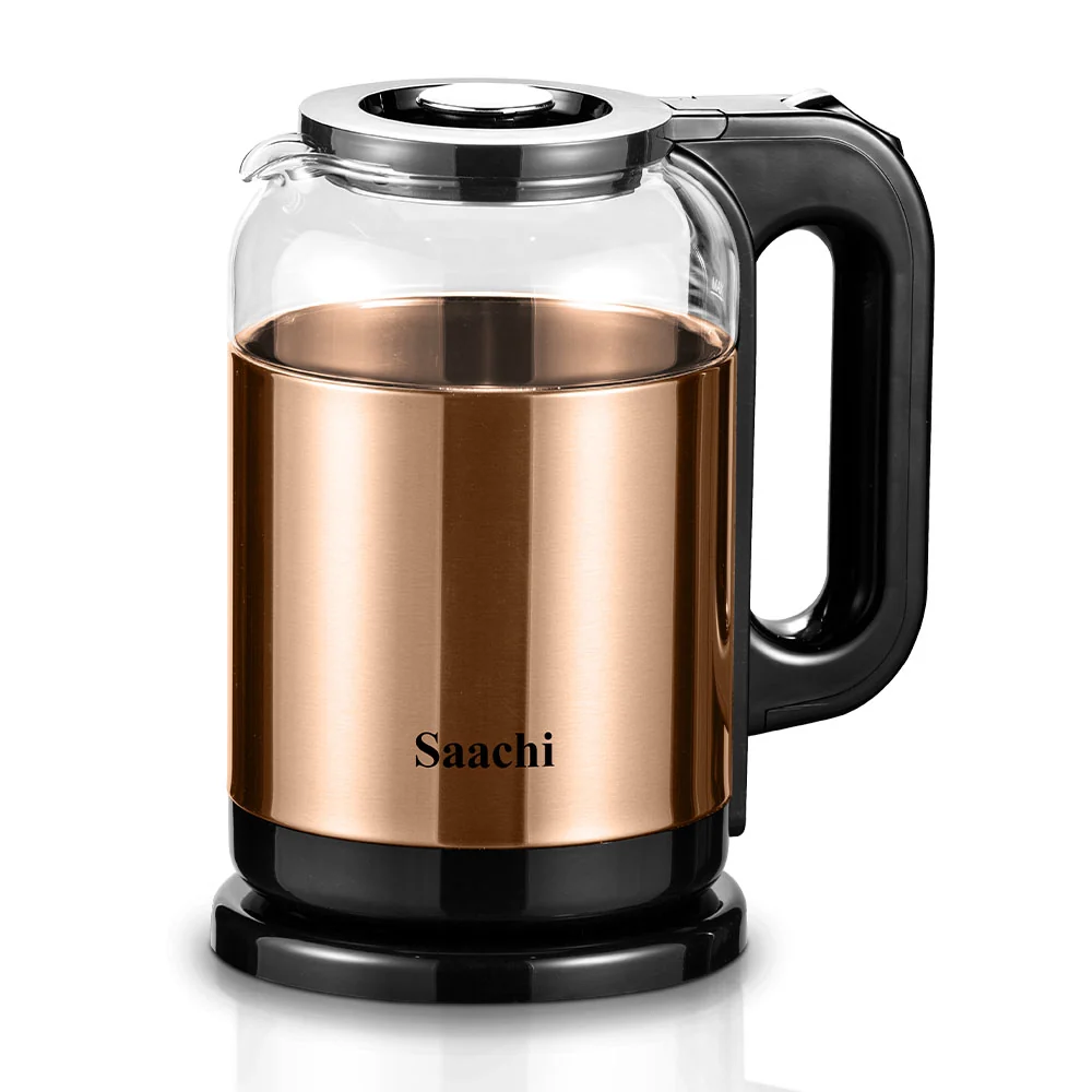 Saachi Premium 1.8L Gold Kettle with Borosilicate Glass & Auto Shut-off NL-KT-7757-GD