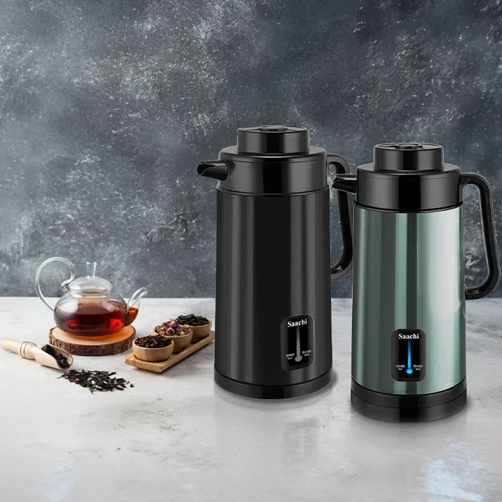 Saachi NL-KT-7771-BK 3.0L Stainless-Steel Electric Flask Kettle, 1500W, Smart-Chip Automatic Boil, Up to 10-Hour Keep-Warm, Overheat Protection, 360° Cordless Base, Press-Release Lid & Anti-Scalding Top – Black 4