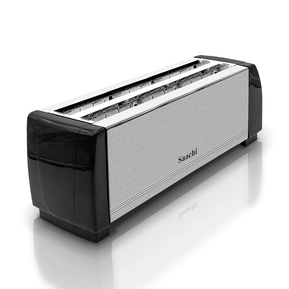Saachi NL-TO-4569-BK 4-Slice Pop-Up Toaster, 1300W, 7 Browning Settings, Automatic Pop-Up, Stop Function, Hinged Crumb Tray & Stainless-Steel Panel – Black 4