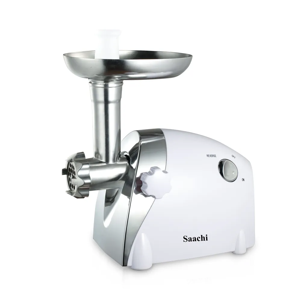 Saachi NL-MG-966-WH Electric Meat Grinder & Mincer, 2000W Full-Copper Motor, Stainless-Steel Blade, Reverse Function, 3mm/5mm/7mm Grinding Plates, Sausage & Kibbeh Attachments, Motor Circuit Breaker, Detachable Grinder Head & Non-Slip Base – White 3