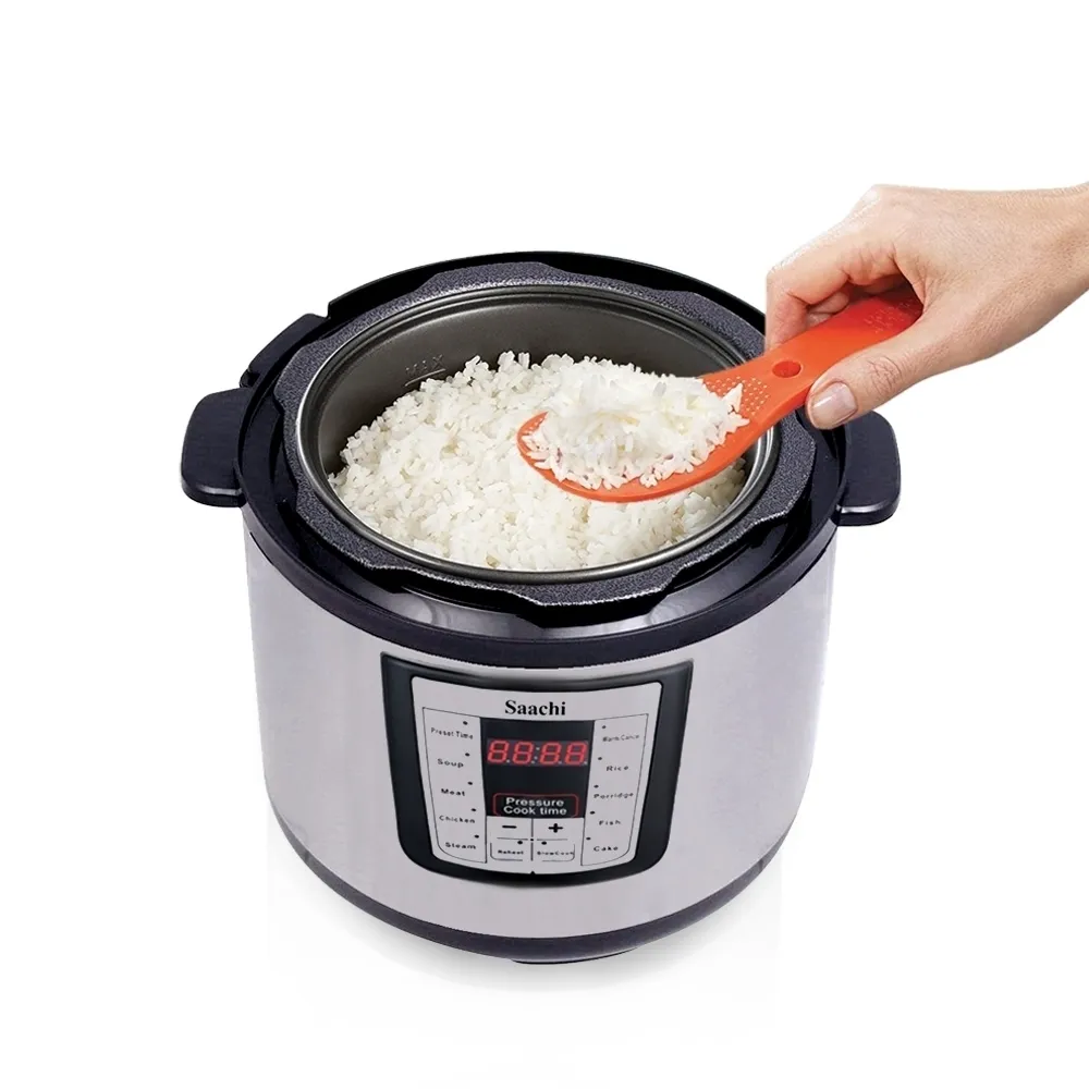 Saachi NL-PC-5308-BK 8L Electric Pressure Cooker & Multi-Cooker, 1200W, 10 Cooking Programs, LED Display, 24-Hour Preset Timer, Non-Stick Inner Pot, Keep-Warm, Safety Float Valve, Overheat Protection & Stainless-Steel Housing – Black/Grey 3